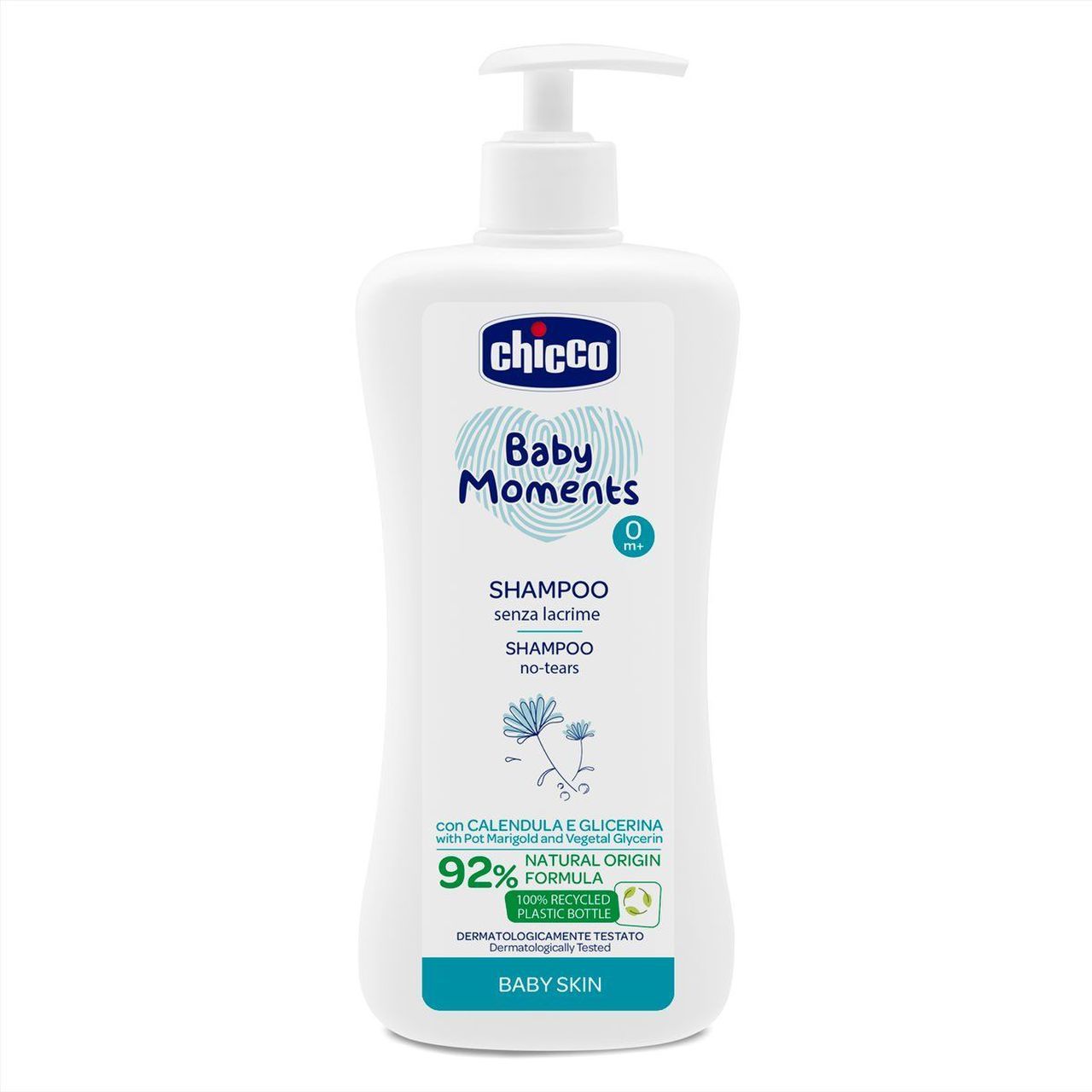 CHICCO Šampon na vlasy s dávkovačem Baby Moments 92 % přírodních složek 500 ml - obrázek 1
