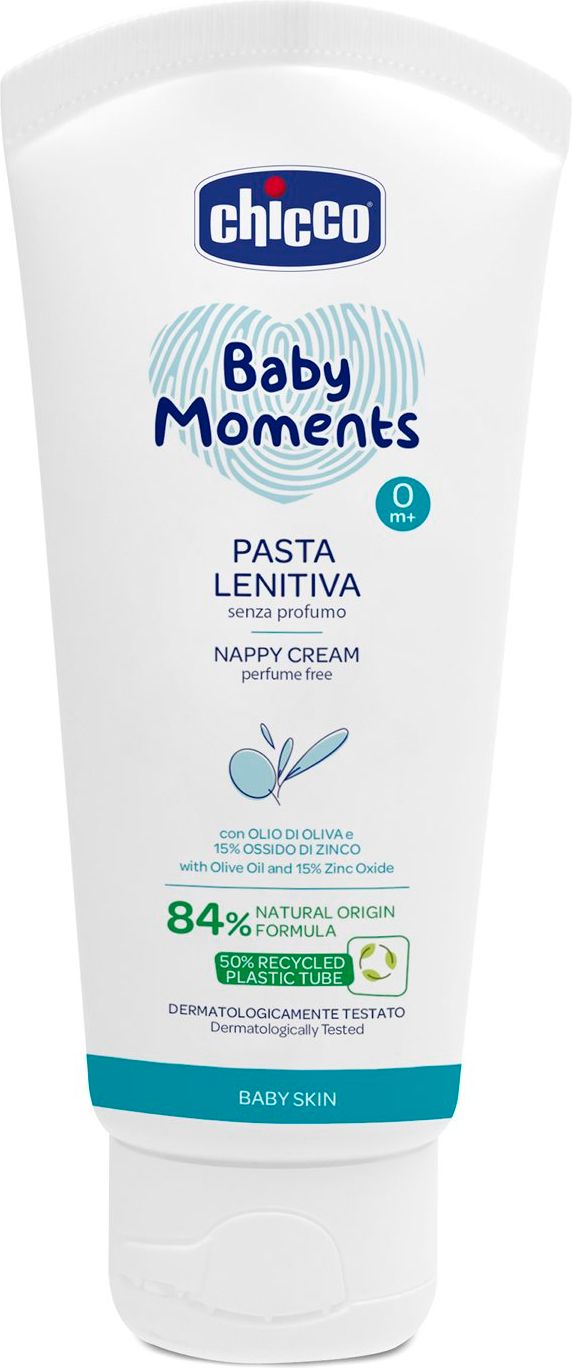 CHICCO Krém na dětský zadeček zklidňující bez parfemace Baby Moments 84 % přírodních složek 100 ml - obrázek 1