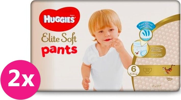 2x HUGGIES Elite Soft Pants XXL jednorázové pleny vel. 6, 32 ks - obrázek 1
