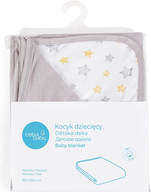 CEBA Deka dětská 90x100 Light grey + Yellow Stars - obrázek 2