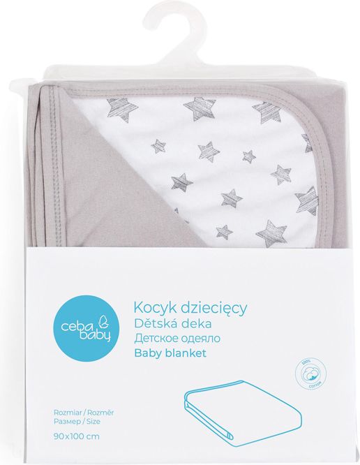 CEBA Deka dětská 90x100 Light grey + Grey Stars - obrázek 2