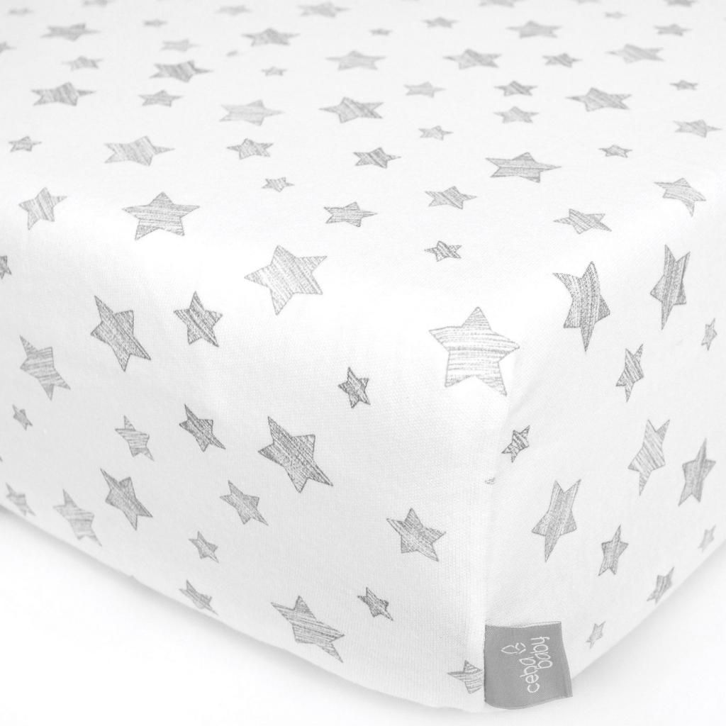 CEBA Prostěradlo Žerzej napínací s gumou 120 x 60 Grey Stars - obrázek 2