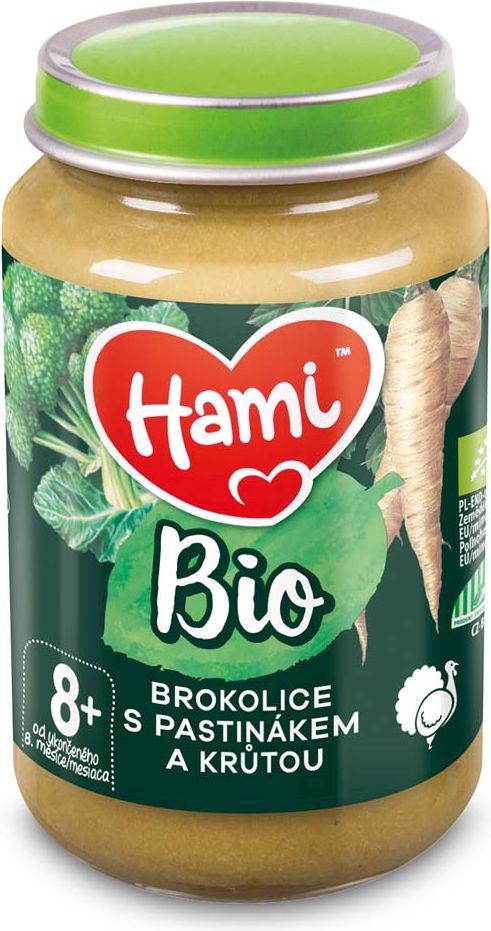 HAMI BIO Masozeleninový příkrm Brokolice s pastinákem a krůtou 190 g, 8+ - obrázek 1