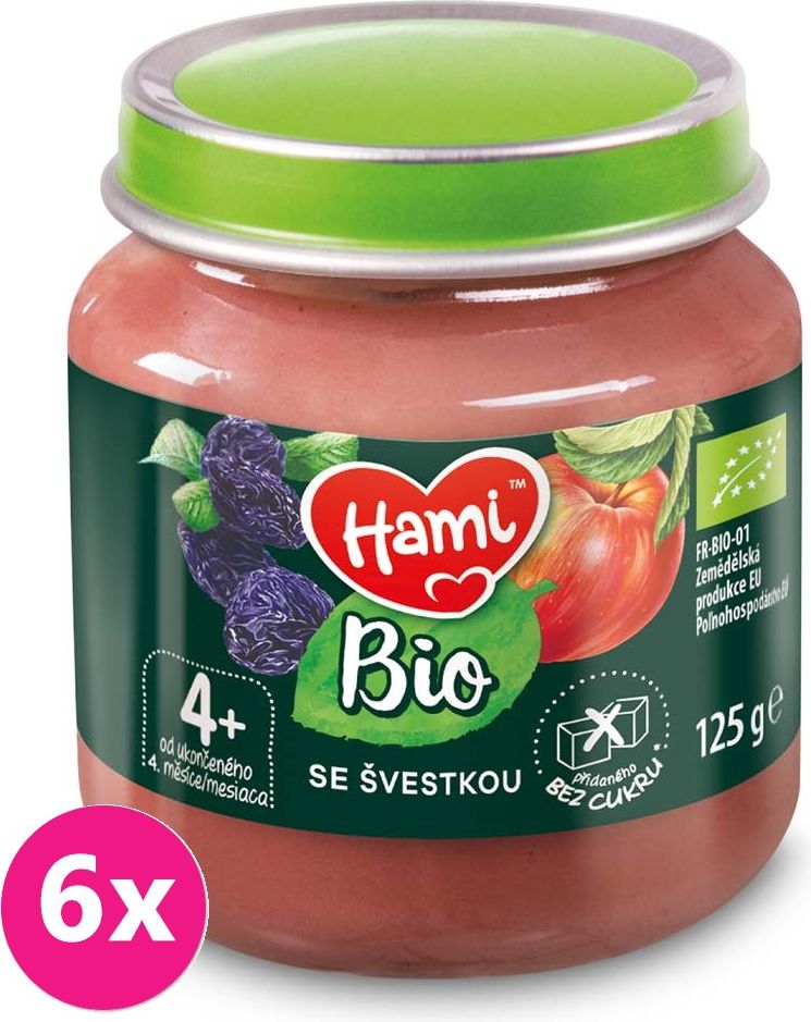 6x HAMI BIO Ovocný příkrm Se švestkou 125 g, 4+ - obrázek 1