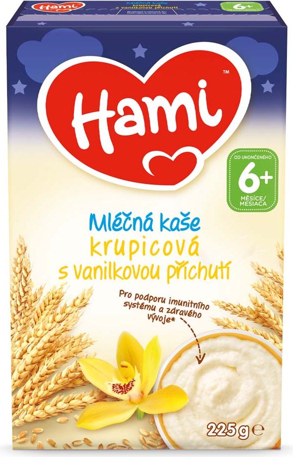 7x HAMI Mléčná kaše krupicová vanilková na dobrou noc 225 g - obrázek 2