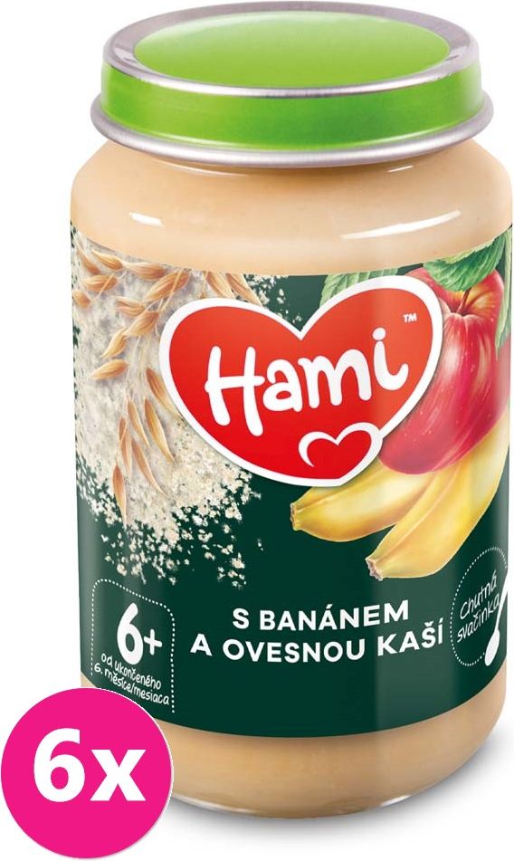 6x HAMI Ovocnoobilný příkrm S banánem a ovesnou kaší 190 g, 6+ - obrázek 1