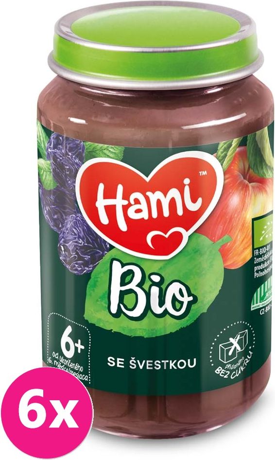 6x HAMI BIO Ovocný příkrm Se švestkou 190 g, 6+ - obrázek 1