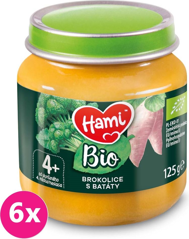 6x HAMI BIO Zeleninový příkrm Brokolice s batáty 125 g, 4+ - obrázek 1