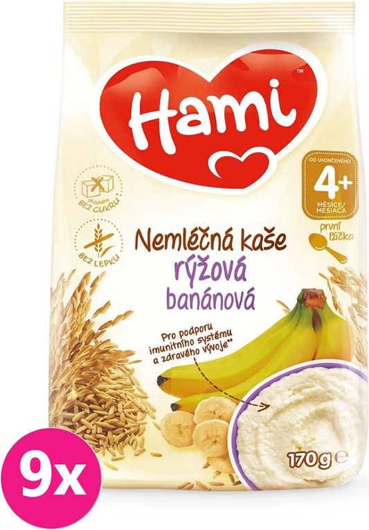9x HAMI Nemléčná kaše rýžová banánová 170 g - obrázek 1