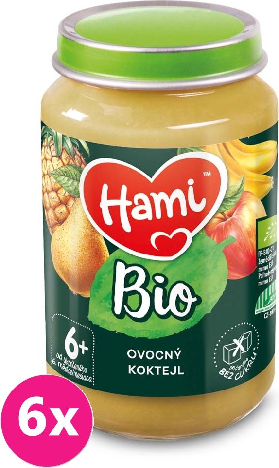 6x HAMI BIO Ovocný příkrm Ovocný koktejl 190 g, 6+ - obrázek 1