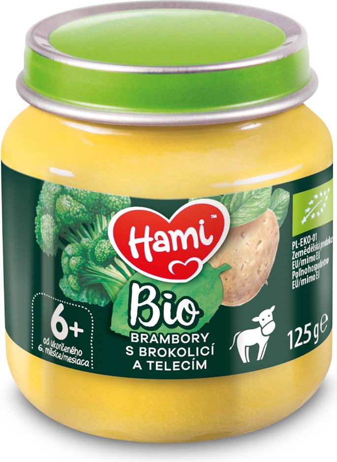 HAMI BIO Masozeleninový příkrm Brambory s brokolicí a telecím 125 g, 6+ - obrázek 1