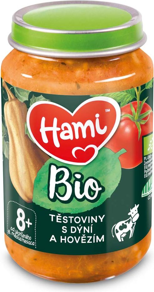 6x HAMI BIO Masozeleninový příkrm Těstoviny s dýní a hovězím 190 g, 8+ - obrázek 2