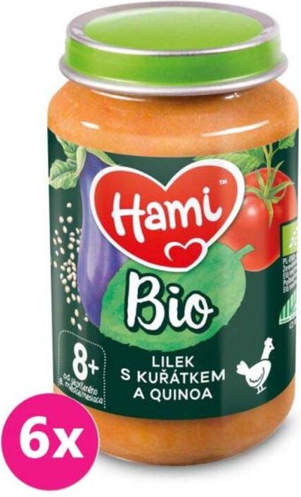 6x HAMI BIO Masozeleninový příkrm Lilek s kuřátkem a quinoa 190 g, 8+ - obrázek 1