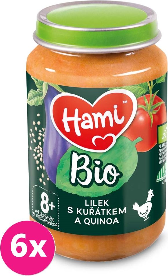 6x HAMI BIO Masozeleninový příkrm Lilek s kuřátkem a quinoa 190 g, 8+ - obrázek 3
