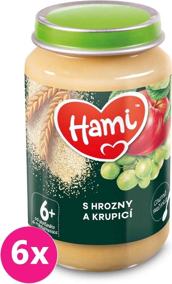 6x HAMI Ovocnoobilný příkrm S hrozny a krupicí190 g, 6+ - obrázek 1