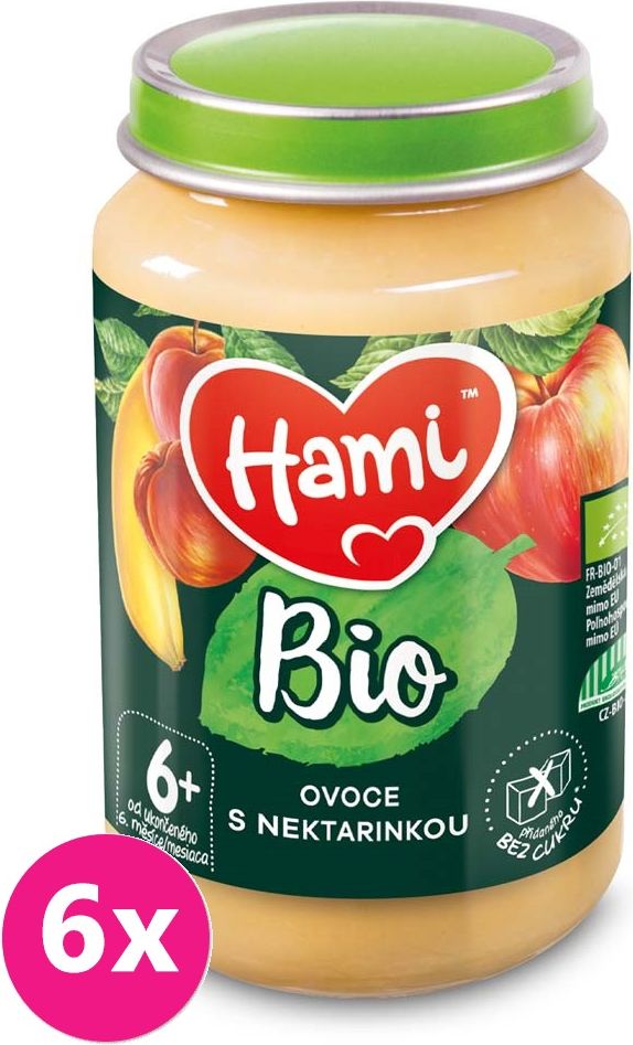 6x HAMI BIO Ovocný příkrm Ovoce s nektarinkou 190 g, 6+ - obrázek 1