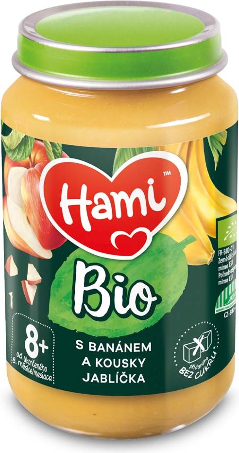 6x HAMI BIO Ovocný příkrm S banánem a kousky jablíčka 190 g, 8+ - obrázek 2