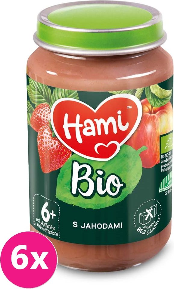 6x HAMI BIO Ovocný příkrm S jahodami 190 g, 6+ - obrázek 1