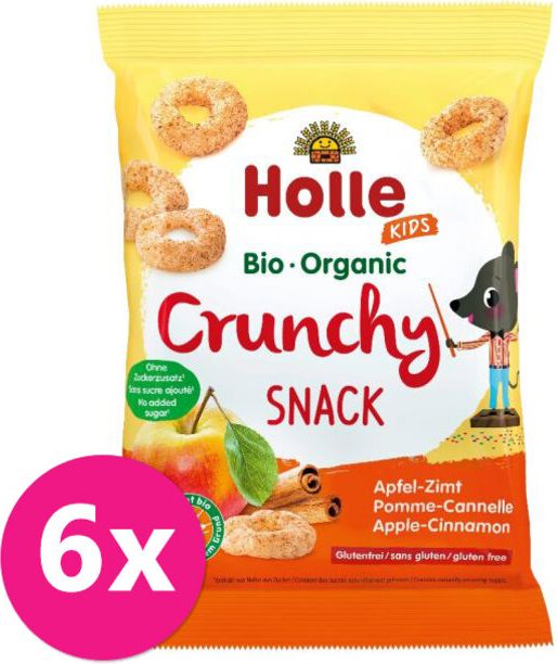 6x HOLLE Dětské Bio Křupky jablko, skořice, 25 g (3+) - obrázek 1