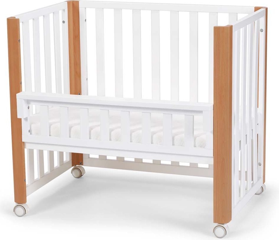 KINDERKRAFT Postýlka dřevěná Koya s funkcí ohrádky včetně matrací White - obrázek 1