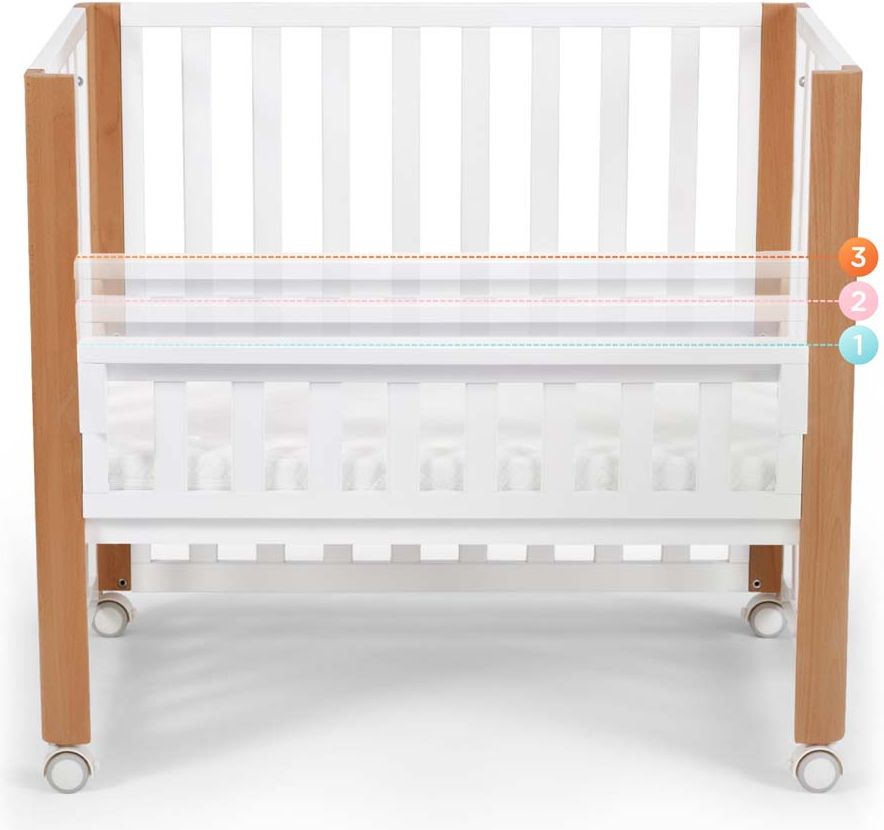 KINDERKRAFT Postýlka dřevěná Koya s funkcí ohrádky včetně matrací White - obrázek 2