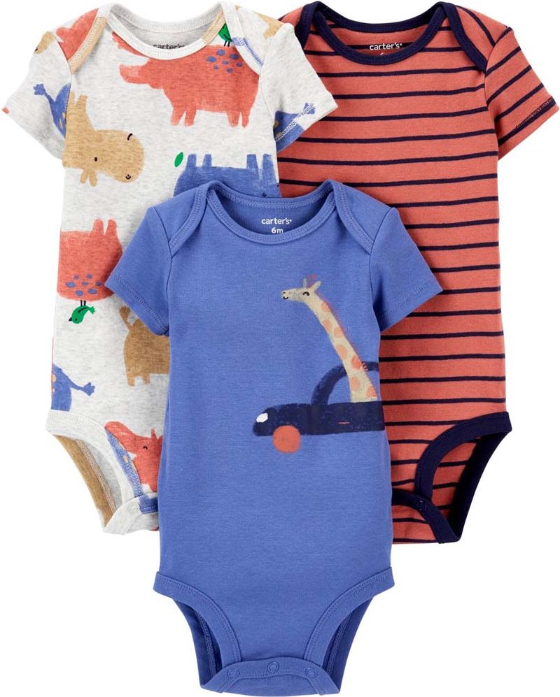 CARTER'S Body krátký rukáv Brownblue chlapec LBB 3ks 12m - obrázek 1