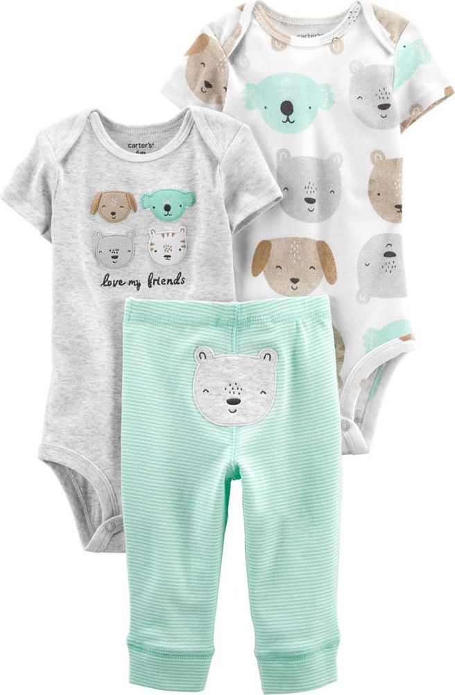 CARTER'S Set 3dílný body kr. rukáv 2ks, kalhoty Animals neutrál LBB 18m - obrázek 1