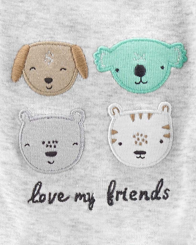 CARTER'S Set 3dílný body kr. rukáv 2ks, kalhoty Animals neutrál LBB 18m - obrázek 2
