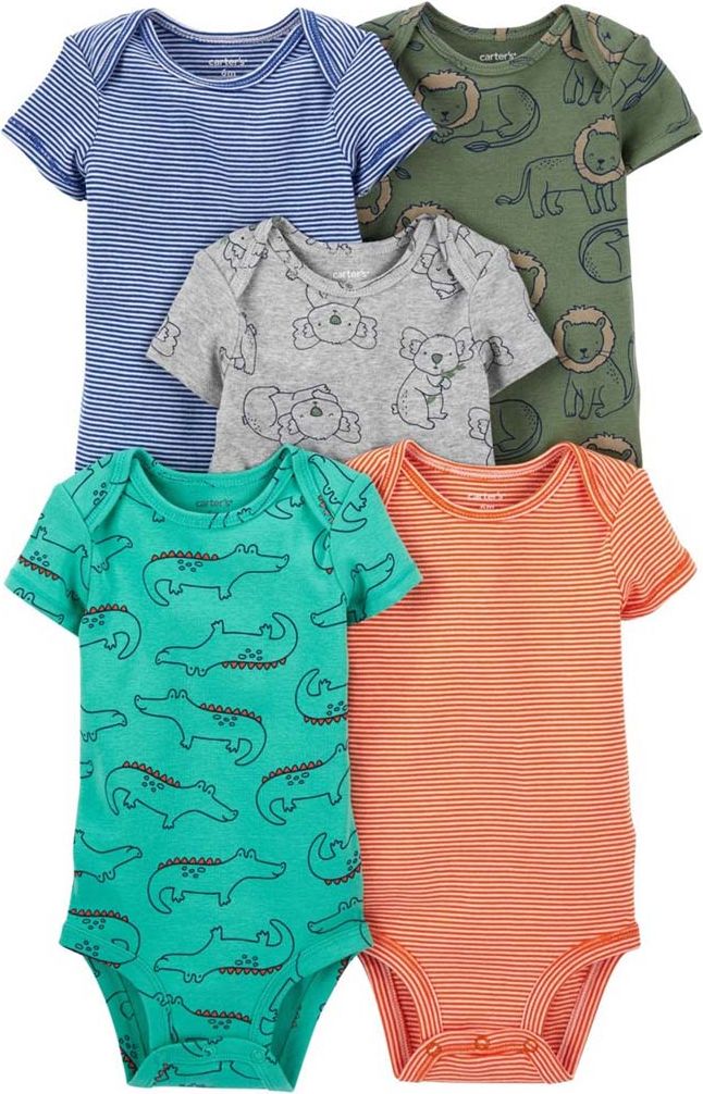 CARTER'S Body krátký rukáv Safari chlapec LBB 5ks NB - obrázek 1
