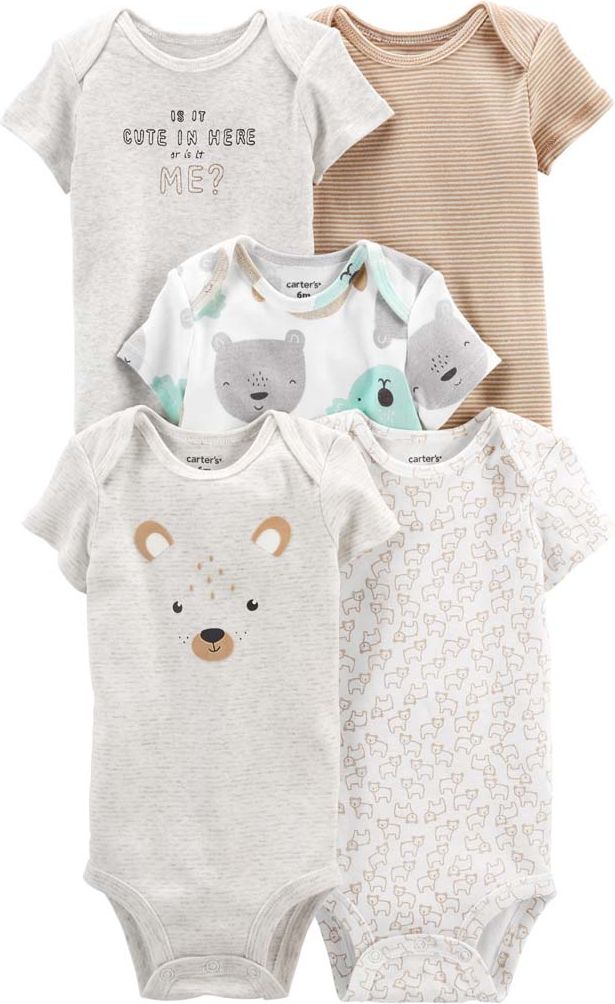 CARTER'S Body krátký rukáv Animals neutrál LBB 5ks NB - obrázek 1