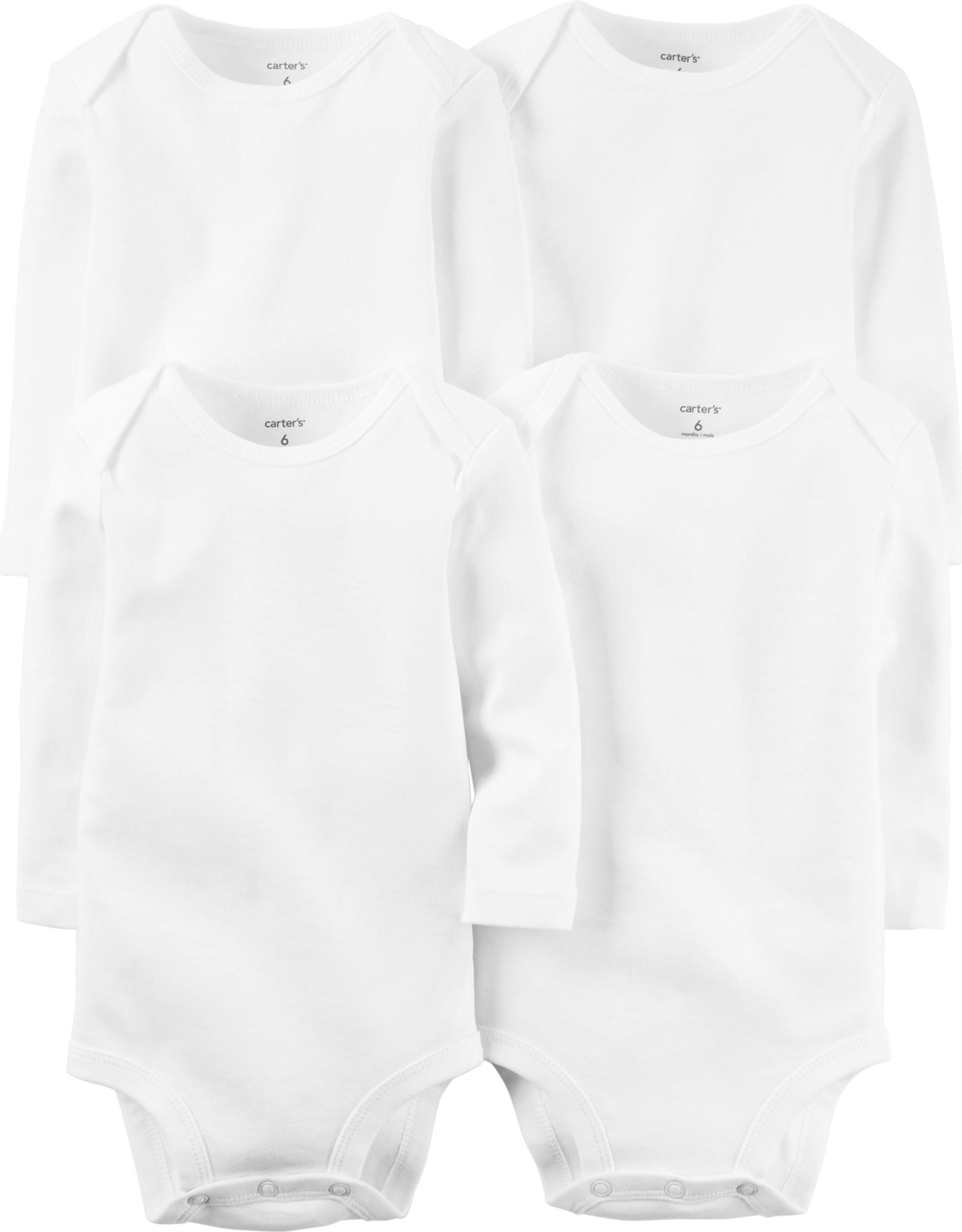 CARTER'S Body dl. rukáv White neutrál LBB 4ks 9m, vel. 74 - obrázek 1