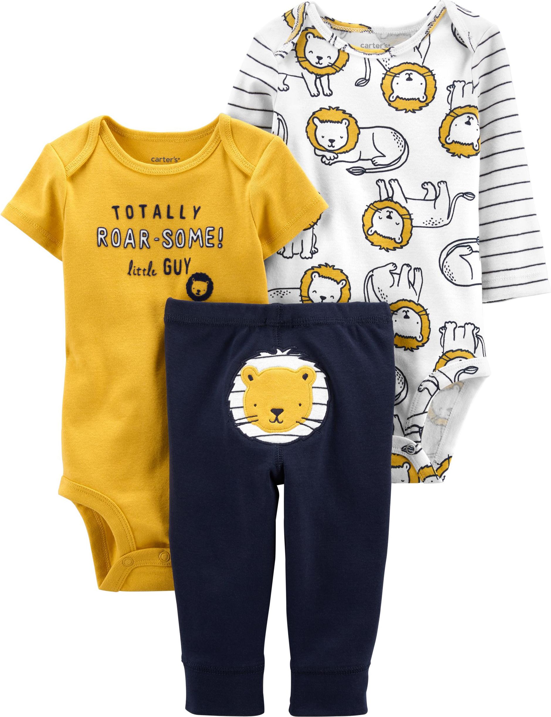 CARTER'S Set 3dílný body kr. rukáv, body dl. rukáv, tepláky Yellow Lion chlapec LBB 3m, vel. 62 - obrázek 1