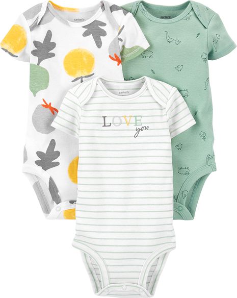 CARTER'S Body krátký rukáv Veggies neutrál LBB 3ks NB, vel. 56 - obrázek 1