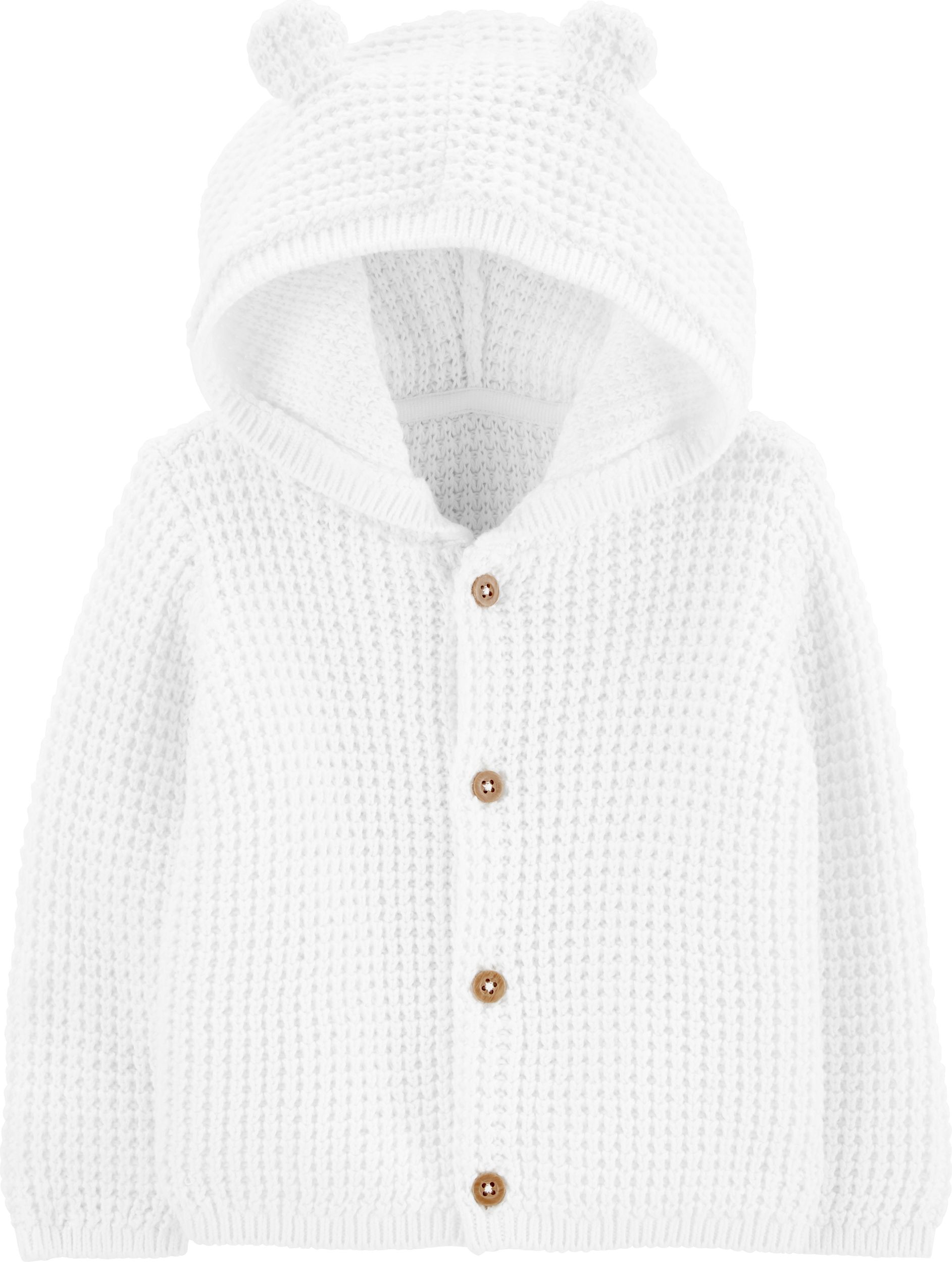 CARTER'S Svetr s kapucí s oušky White neutrál LBB 12m, vel. 80 - obrázek 1