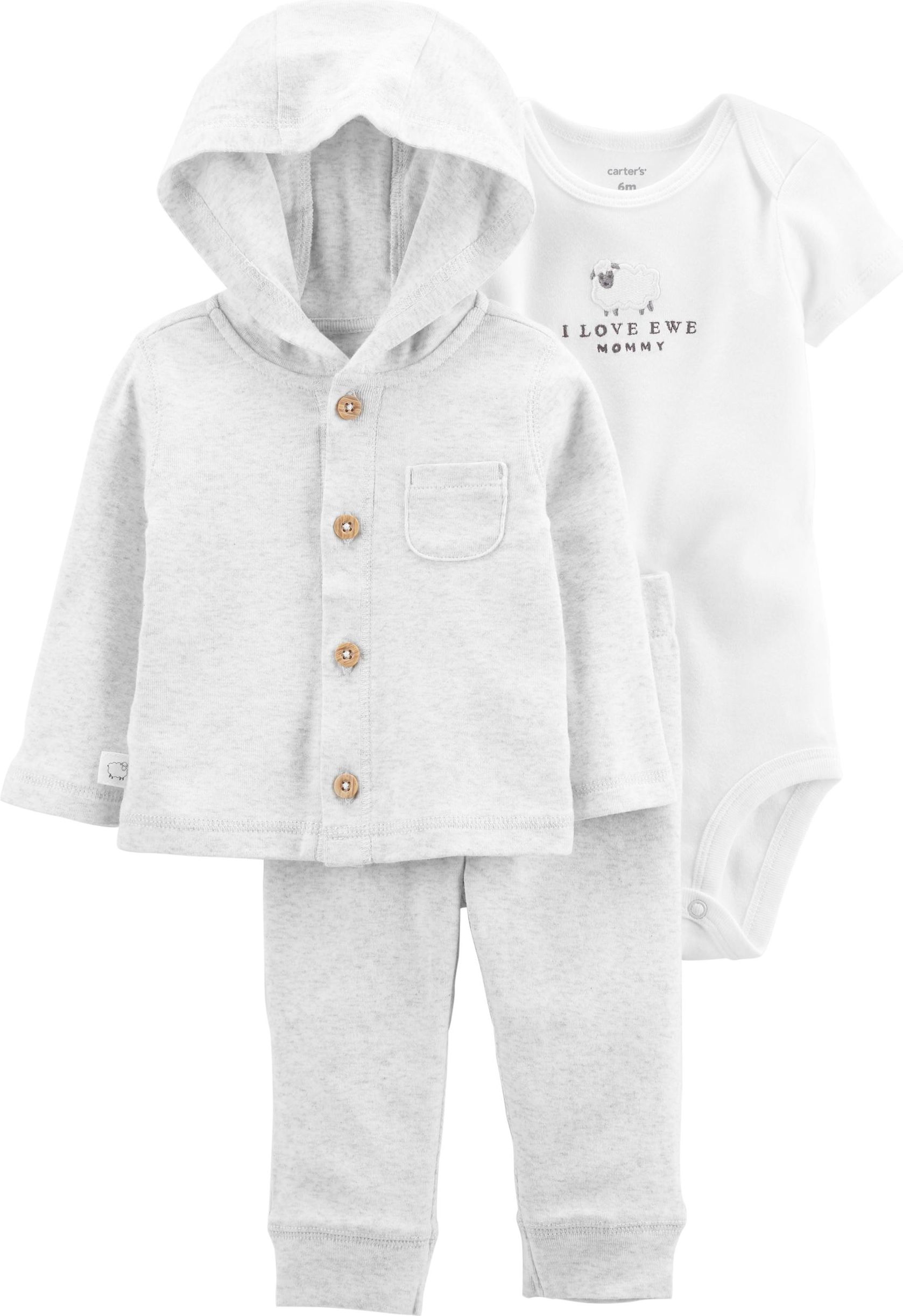 CARTER'S Set 3dílný body kr. rukáv, mikina, tepláky Sheep neutrál LBB PRE, vel. 46 - obrázek 1