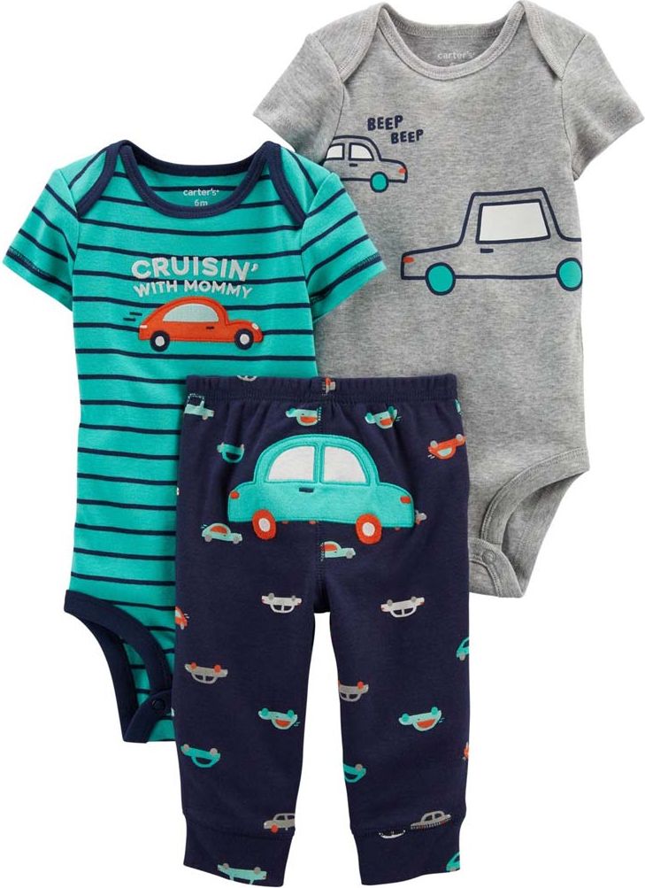 CARTER'S Set 3dílný body kr. rukáv 2ks, kalhoty Green Monster chlapec LBB 12m - obrázek 1