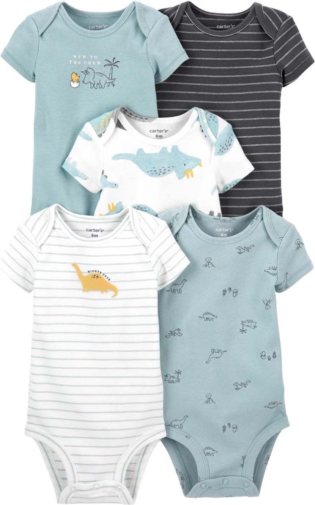 CARTER'S Body krátký rukáv Blue Dino chlapec LBB 5ks 6m - obrázek 1