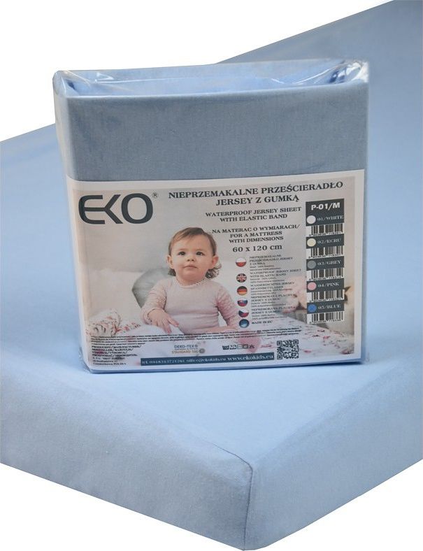 EKO Prostěradlo nepromokavé s gumou žerzej modrá 120x60 cm - obrázek 1