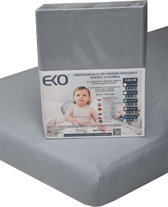 EKO Prostěradlo nepromokavé s gumou žerzej šedá 120x60 cm - obrázek 1