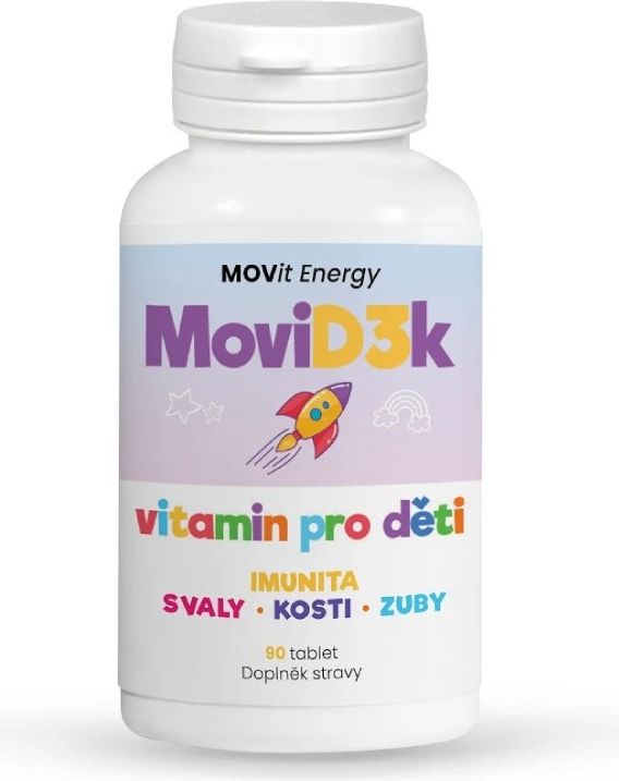 MoviD3k - vitamin D3 pro děti, 800 I.U. 90 tablet s příchutí pomeranče - obrázek 1