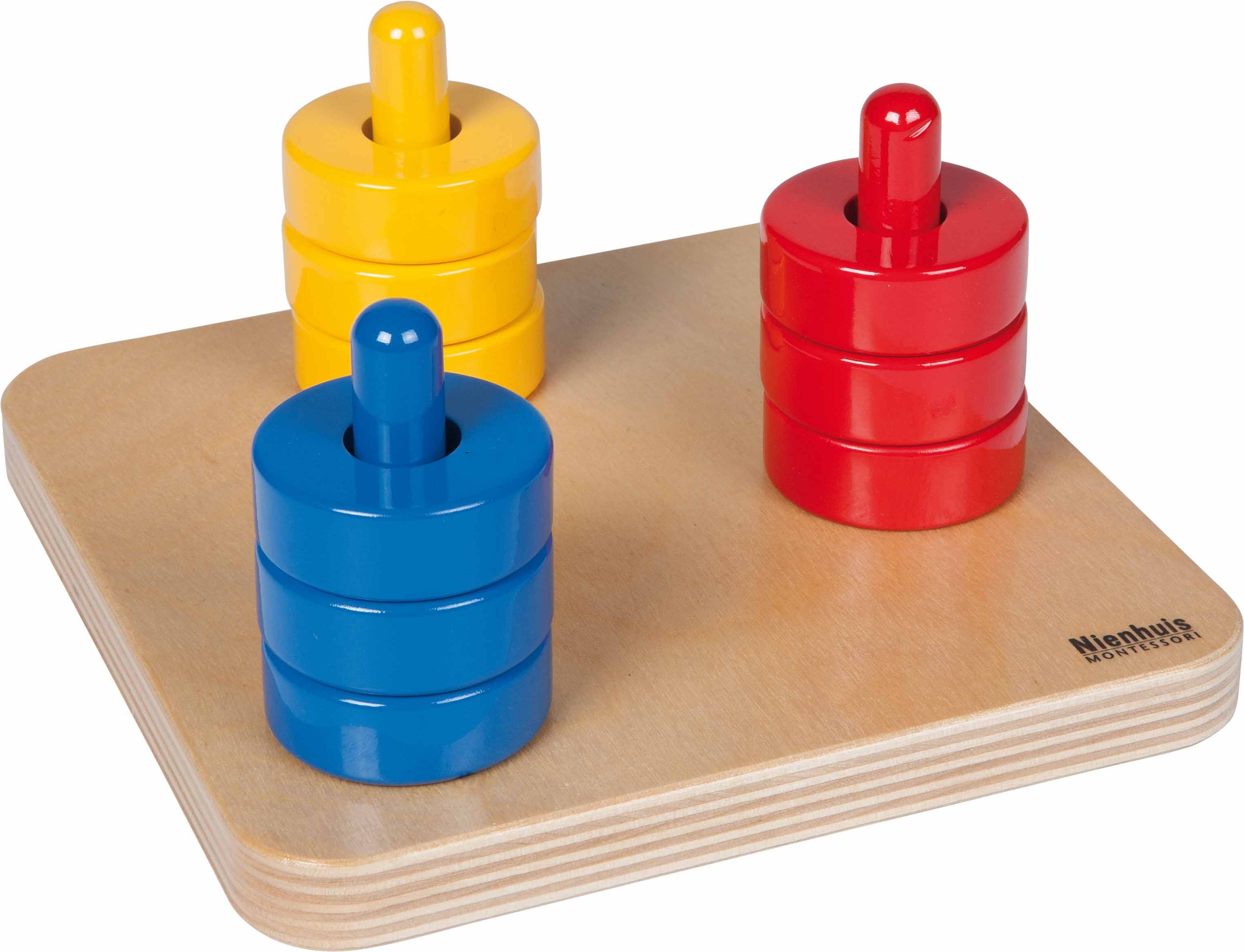 Nienhuis Montessori Colored Discs On Colored Dowels - obrázek 1