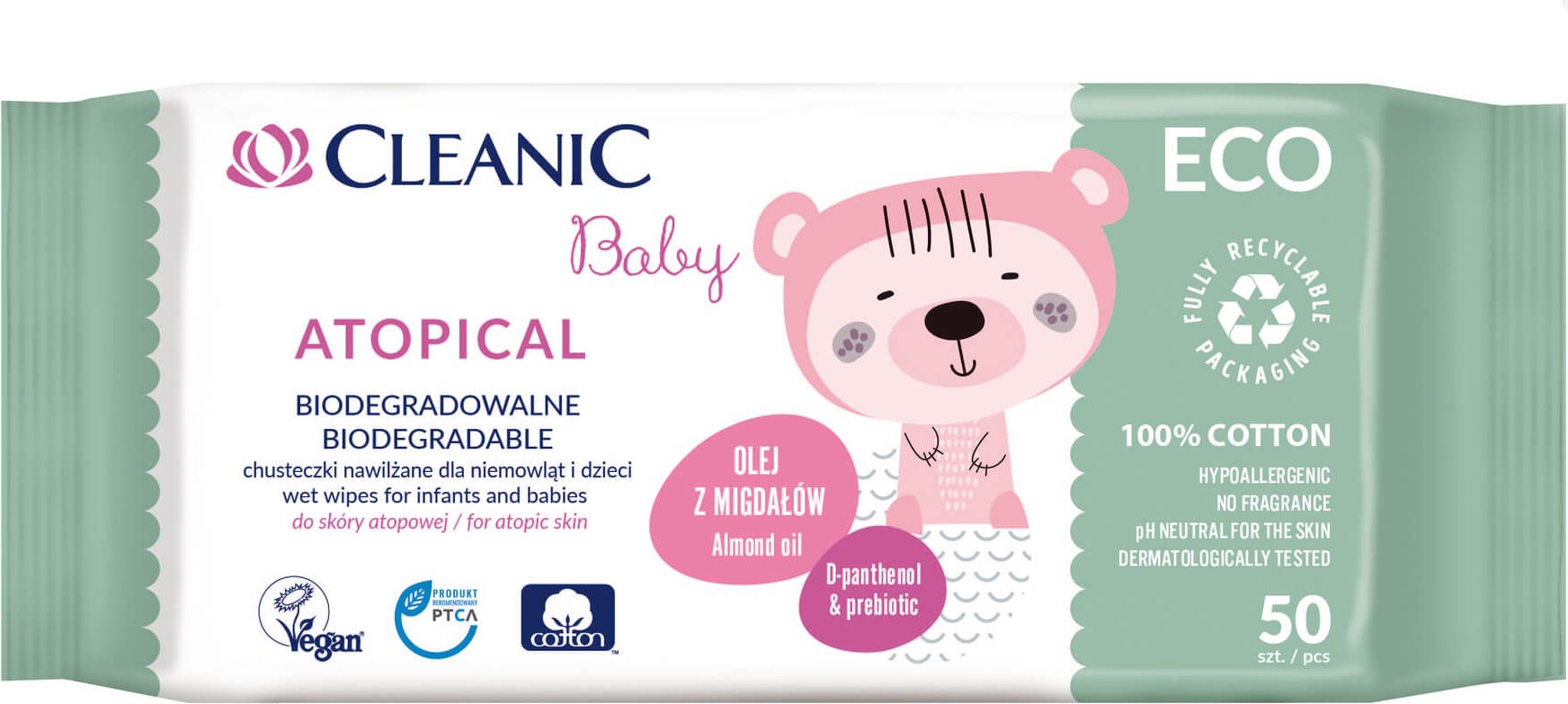 Cleanic Baby vlhčené ubrousky Atopical ECO 50 ks - obrázek 1