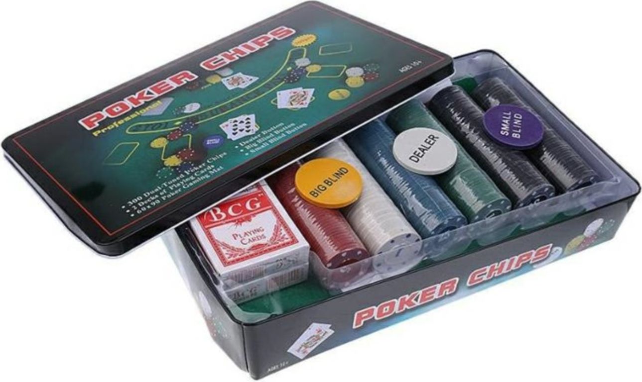 Sestava pro poker black jack 300 kusu žetonů + karty a plátno - obrázek 2
