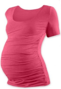Těhotenské triko krátký rukáv JOHANKA - lososově růžová, Velikosti těh. moda S/M - obrázek 1