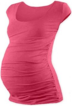 Těhotenské triko mini rukáv JOHANKA - lososově růžová, Velikosti těh. moda S/M - obrázek 1
