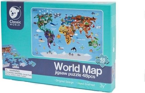 Teddies Dřevěné puzzle Mapa světa, 48 dílků, 38 x 57 cm - obrázek 1