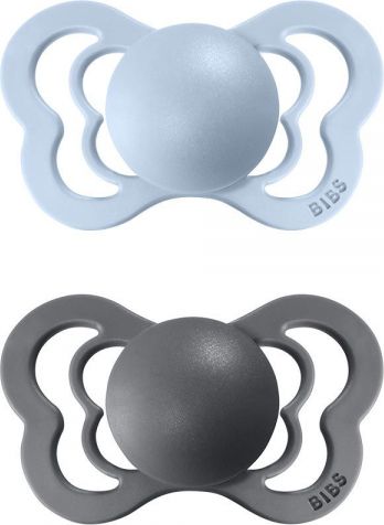Bibs Dudlíky COUTURE ORTODONTIC SILIKON Iron/Baby Blue velikost 1, 2ks - obrázek 1