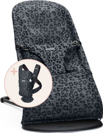 Baby Björn lehátko Bliss Anthracite Leopard mesh s nosítkem MINI Anthracite Leopard 3D mesh - obrázek 1