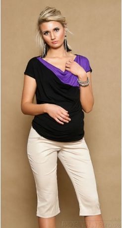Těhotenské kalhoty ANNA 3/4 - béžové, Velikosti těh. moda XXL (44) - obrázek 1