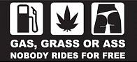 Dudlu Nálepka na auto - Gas, grass or ass (Bílá) - obrázek 1